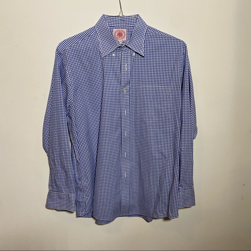 J Press Blue and White Button Down shirt